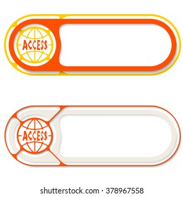 Two abstract buttons for your text and globe icon