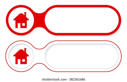 Two abstract buttons for your text and home symbol