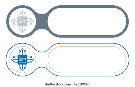 Two abstract buttons for your text and processor symbol