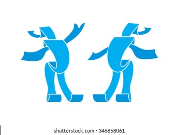 Two abstract characters are in a conversation.