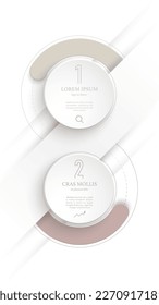 Two abstract circle, round options or steps, timeline pattern. Vector illustration. Can be used for workflow layout, diagram, number options, step up options, web design, infographics