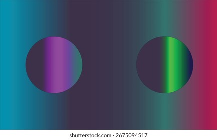 Dos círculos abstractos con gradiente vibrante se llenan en un color de fondo de gradiente oscuro