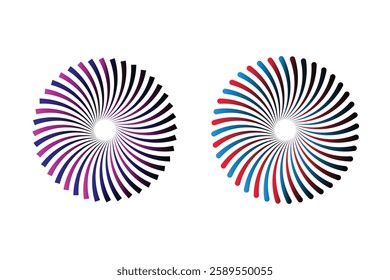 Two abstract circular patterns in vibrant colors create a dynamic design.