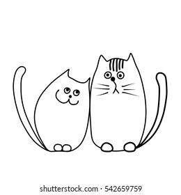 two abstract decorative cartoon funny cats in love