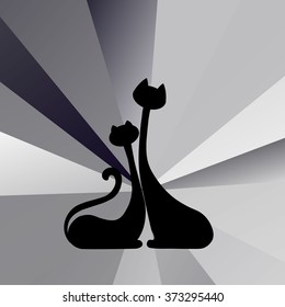 two abstract decorative cat in love