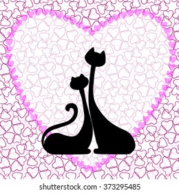 two abstract decorative cat in love