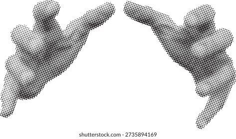 Two abstract digital hands reaching out towards the viewer in motion