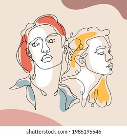 two abstract faces set icons