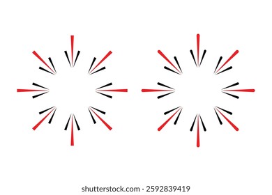 Two Abstract Fireworks Burst Designs on White Background.