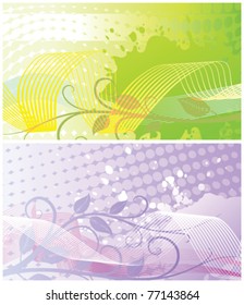 Two abstract floral backgrounds, each in separated layer. Vector illustration.