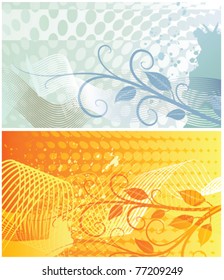 Two abstract floral backgrounds, each in separated layer. Vector illustration.