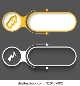 Two abstract frames with arrows and flash