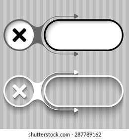 Two abstract frames with arrows and the symbol of multiplication