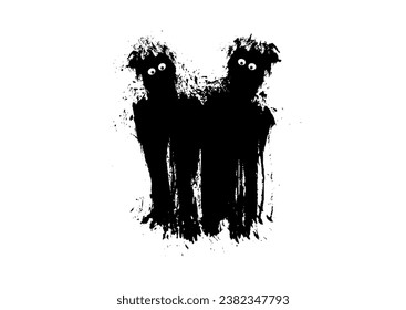 Dos fantasmas abstractos de tinta negra
