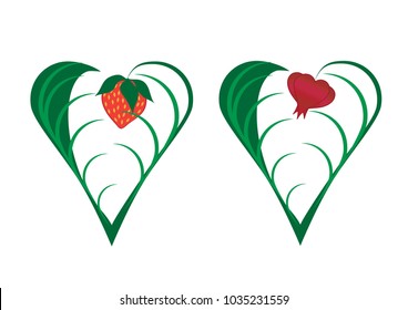 two abstract hearts