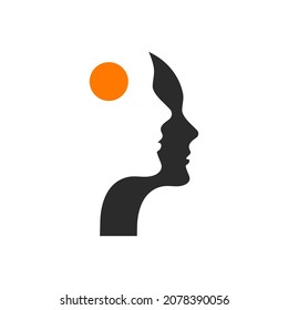 Dos perfiles humanos abstractos. Símbolo de terapia, entrenamiento, psicología. Logo de salud mental. Icono de vector