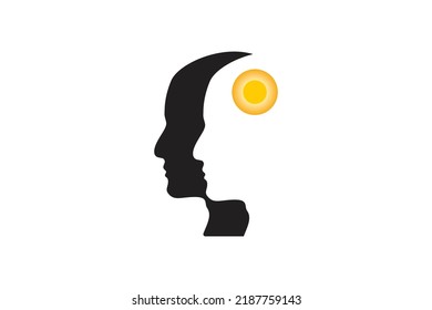 Two abstract human profiles. Symbol of therapy, coaching, psychology. Mental health logo. Vector icon