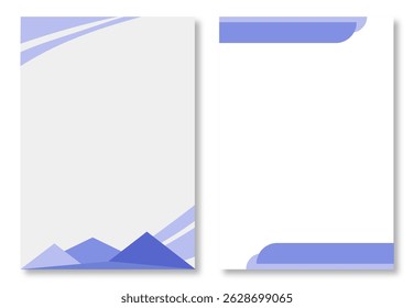 Two abstract letterhead designs, with light blue and dark blue abstract geometric designs on a white background. Modern and attractive design elements. Modern letterhead design template