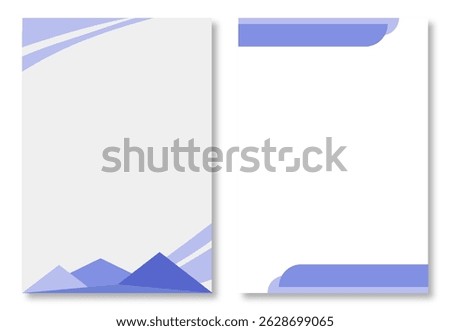 Two abstract letterhead designs, with light blue and dark blue abstract geometric designs on a white background. Modern and attractive design elements. Modern letterhead design template