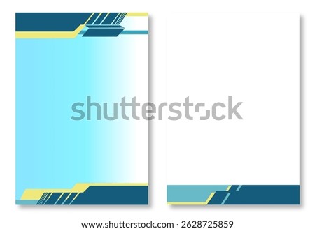 Two abstract letterhead designs, with modern page templates with blue and yellow abstract geometric designs. One has a light blue gradient background. Another one has a yellow background.