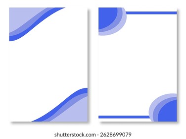 Two abstract letterhead designs, page templates with wavy and smooth curved blue corner designs on a clean white background. Modern and attractive design elements. Modern letterhead design templates