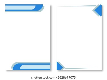 Two abstract letterhead designs with simple page templates with blue geometric corner accents on a clean white background. Modern and eye-catching design elements. Modern letterhead design templates