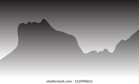 Two Abstract One Line Silhouettes Of People. EPS10 Vector