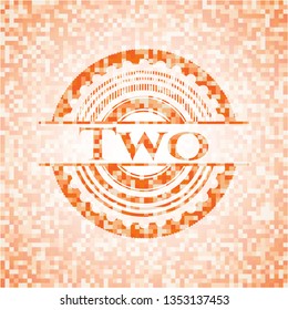 Two abstract orange mosaic emblem