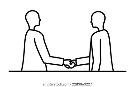 Two abstract people shake hands. Concept contract, consent, partnership or friendship.