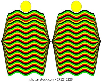 Two abstract person representative Rastafarian of Jamaica