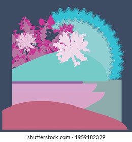 two abstract pink flowers.