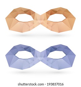 Two abstract polygonal masks on white background