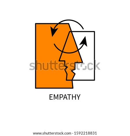 Two abstract profiles, icon psychology of communication. Vector illustration