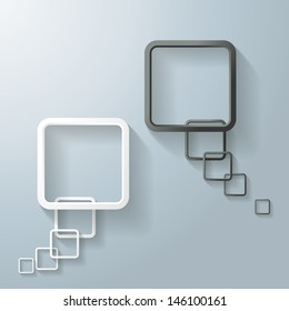 Two abstract rectangle speech bubbles on the grey background. Eps 10 vector file.