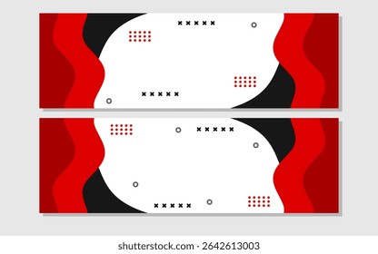 Two abstract red black and white banners.