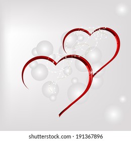 Two abstract red hearts - vector illustration