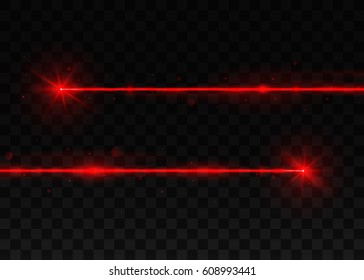 Two abstract red laser beams. Isolated on black background.
