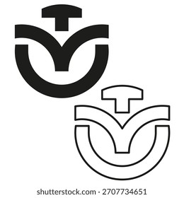 Two abstract symbols. Minimalist Vector logo. Black modern emblem. Simple shape graphic.