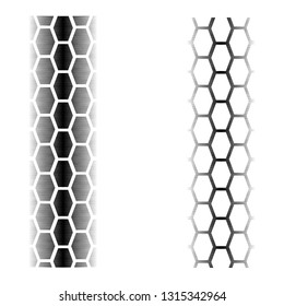 Two abstract tire tracks with blended elements isolated on white background