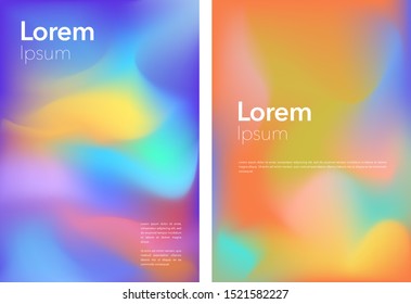 Two abstract vector backgrounds filled with purple, orange, yellow, and blue. Superb color combination.