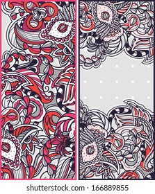 two abstract vector cards with colorful doodles 