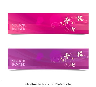 Two abstract vector floral banners , colorful background