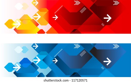Two abstract web headers red and blue