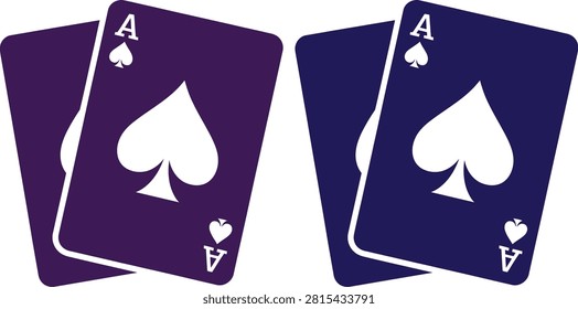 Two ace of spades playing cards with heart symbols