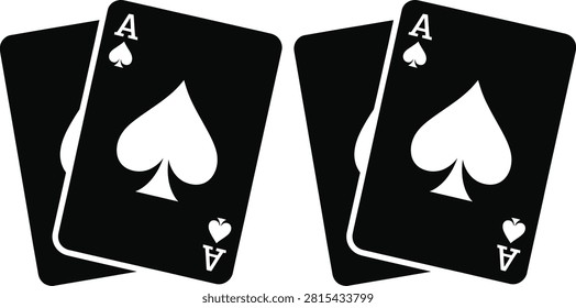 Two ace of spades playing cards facing each other