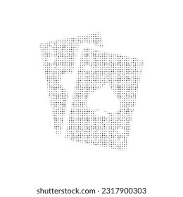 The two aces symbol filled with black dots. Pointillism style. Vector illustration on white background
