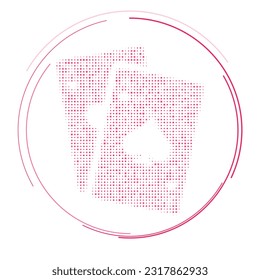 The two aces symbol filled with pink dots. Pointillism style. Vector illustration on white background