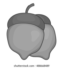 Two acorn icon in black monochrome style isolated on white background. Plant symbol vector illustration
