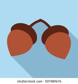 Two acorn icon. Flat illustration of two acorn vector icon for web