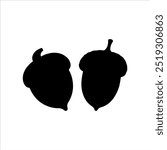 Two acorn silhouette vector illustration design on white background.